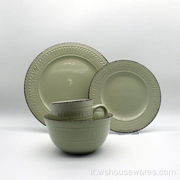 Set di stoviglie in ceramica di lusso verde chiaro personalizzato